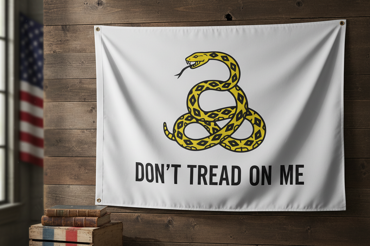 White Gadsden Flag Don't Tread on Me Mockup