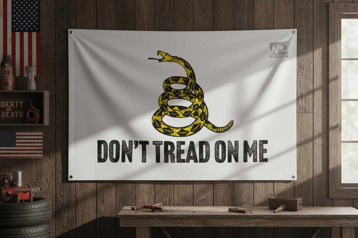 White Gadsden Flag Lifestyle Mockup