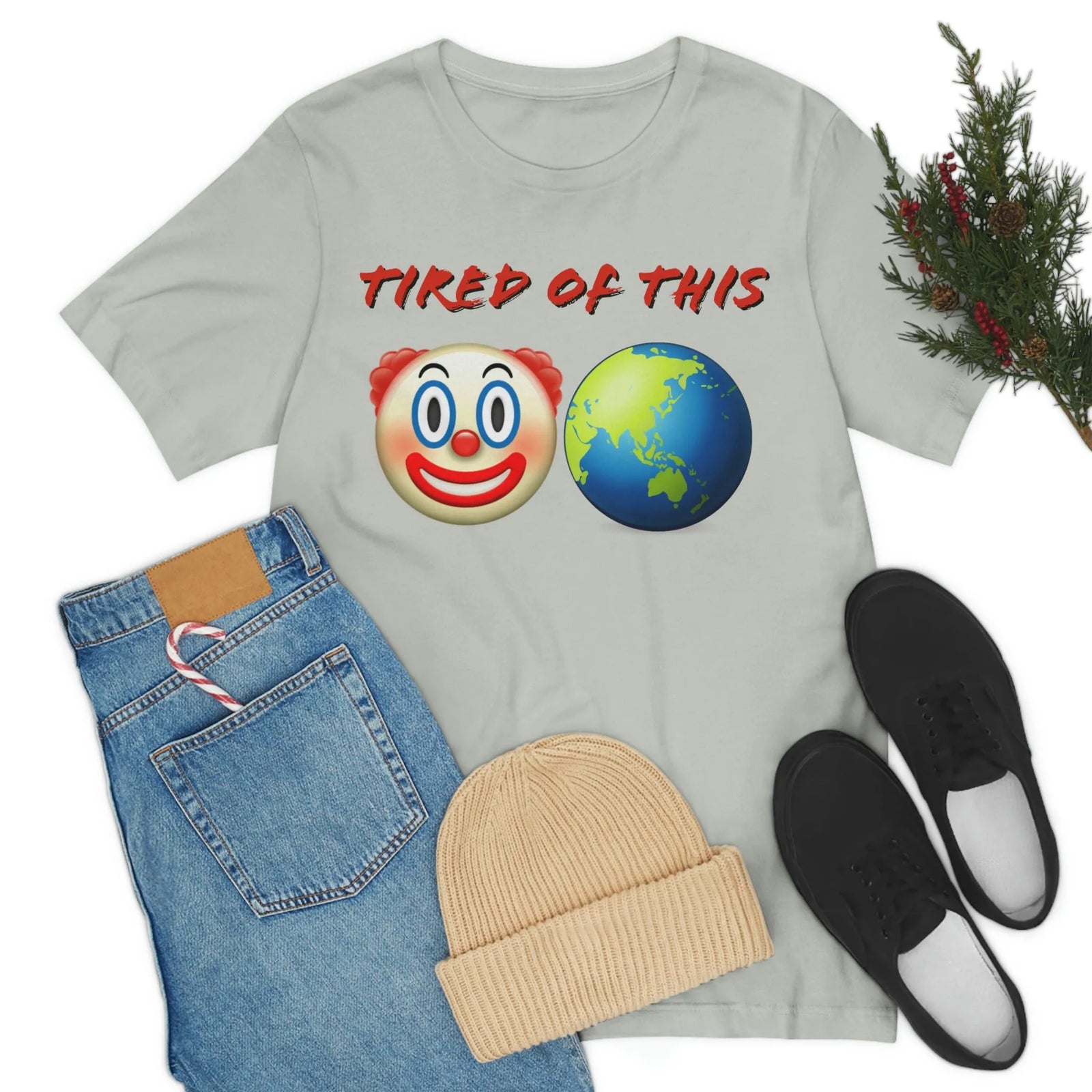 Tired Of This Clown World Emoji Unisex Jersey Short Sleeve Tee