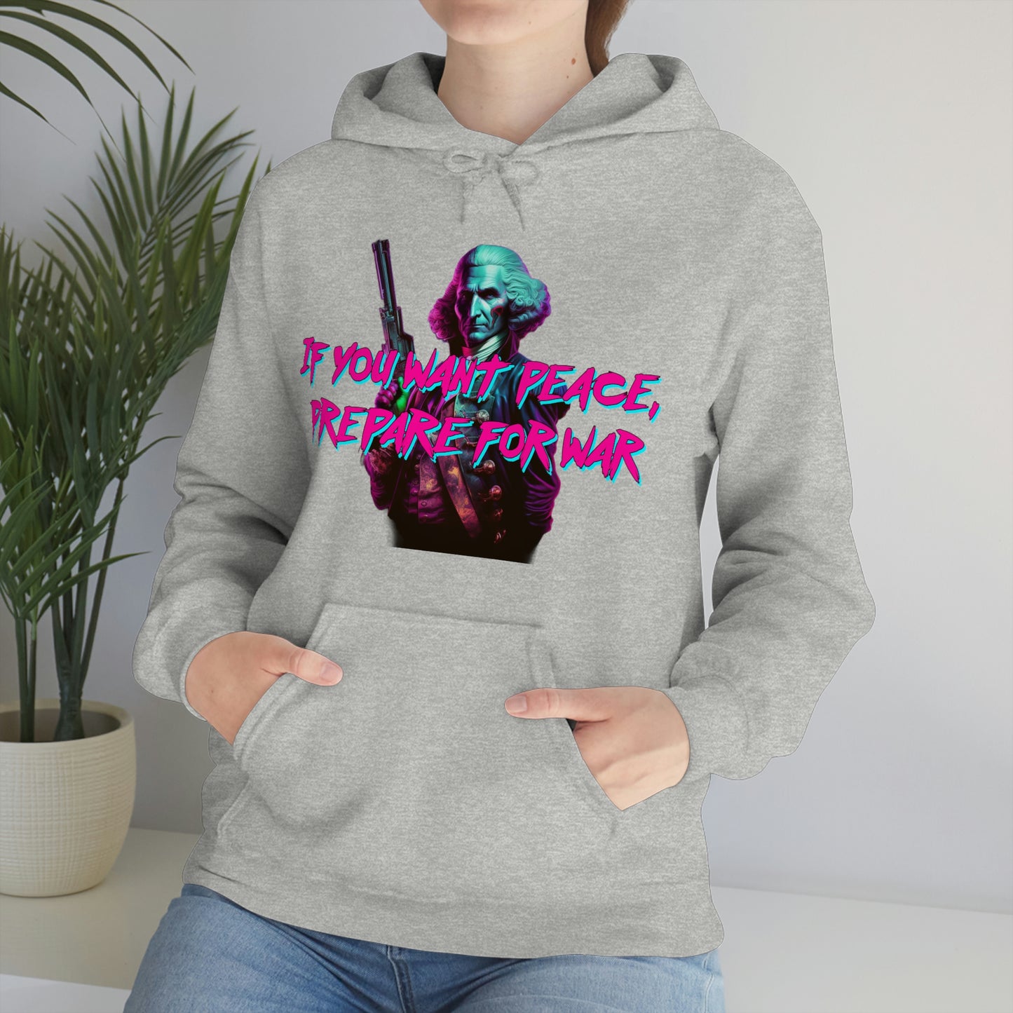 George Washington "Warrior" Synthwave Hooded Sweatshirt