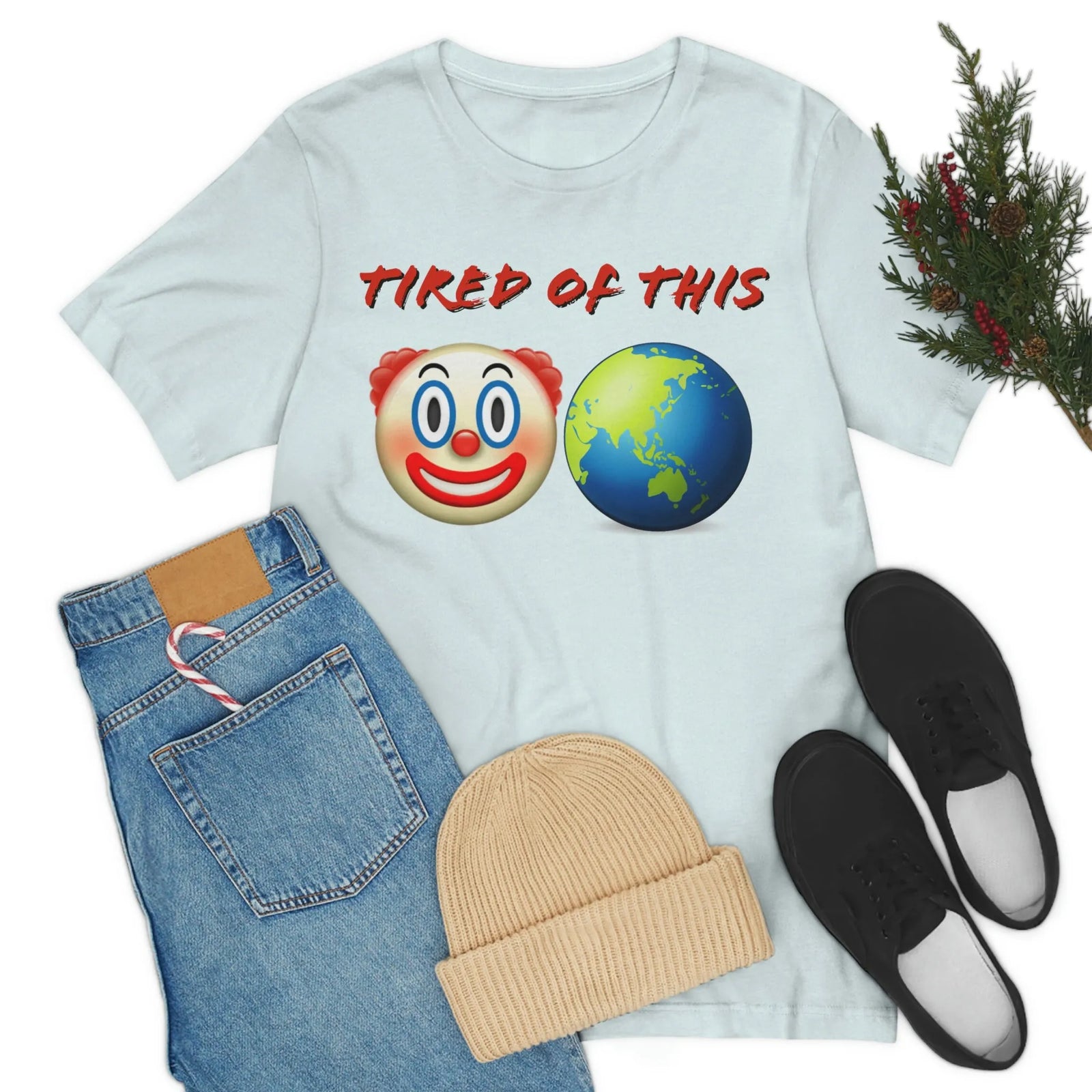 Tired Of This Clown World Emoji Unisex Jersey Short Sleeve Tee