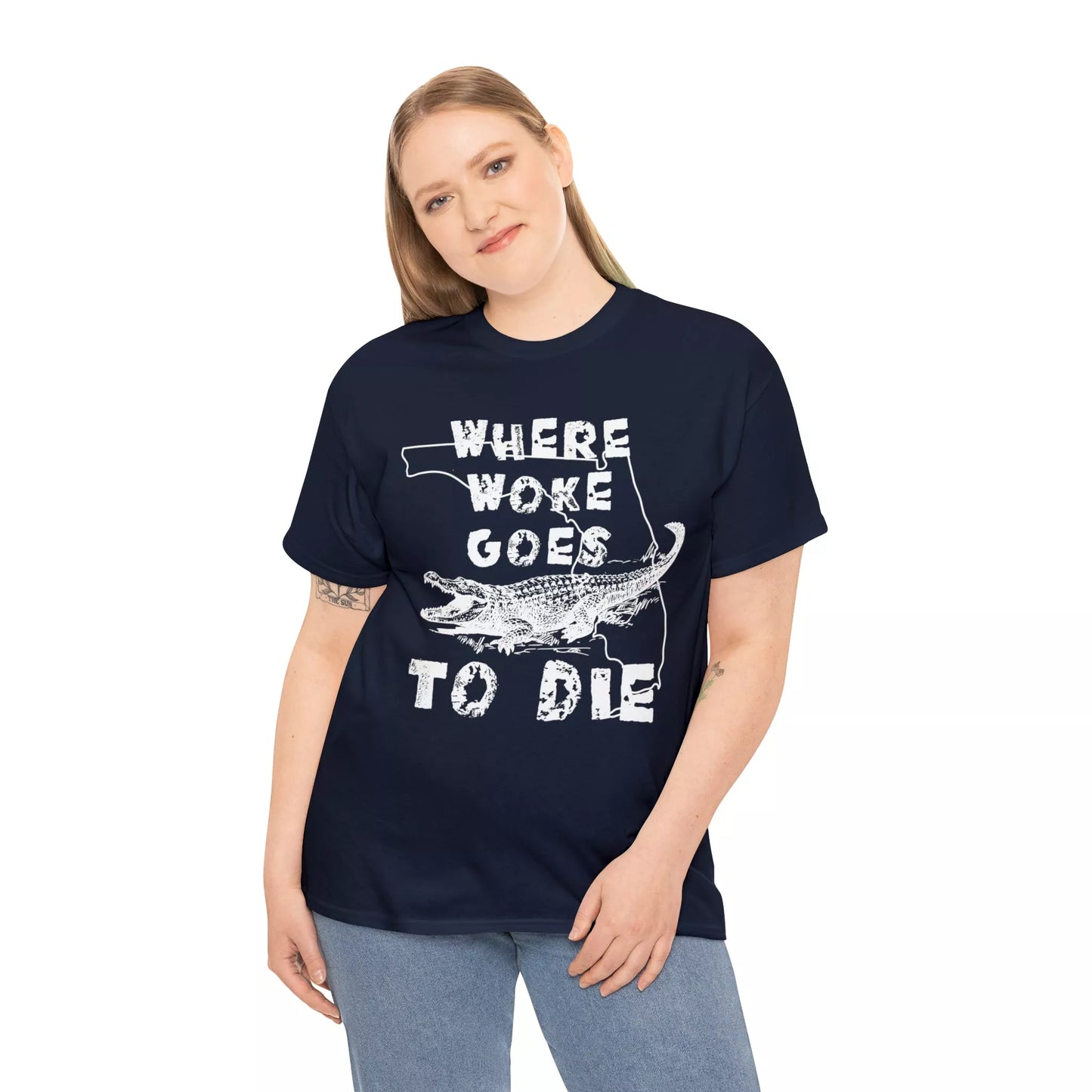 Where Woke Goes to Die Florida Alligator Unisex Heavy Cotton Tee