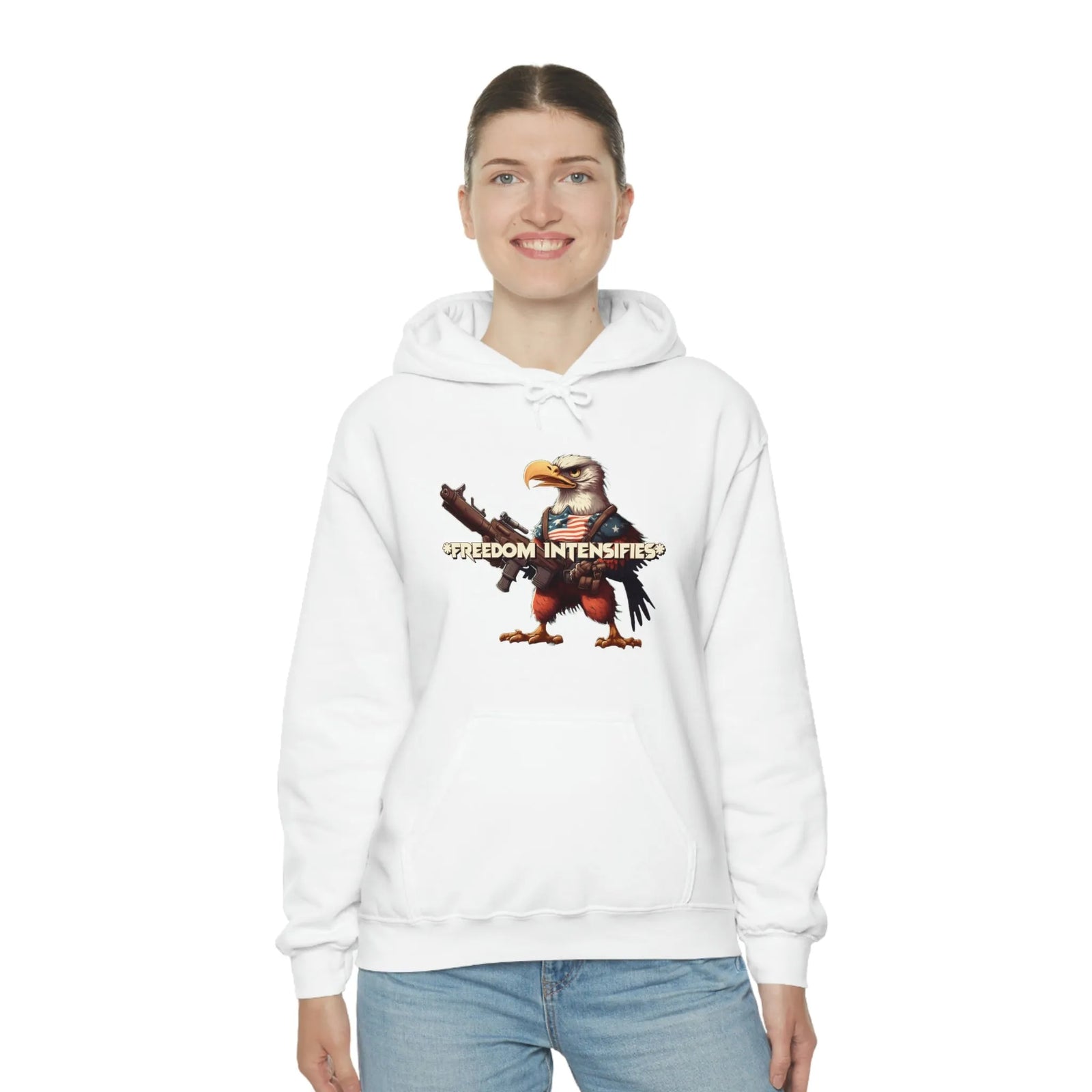 Freedom Intensifies Patriotic Eagle Unisex Heavy Blend™ Hooded Sweatshirt