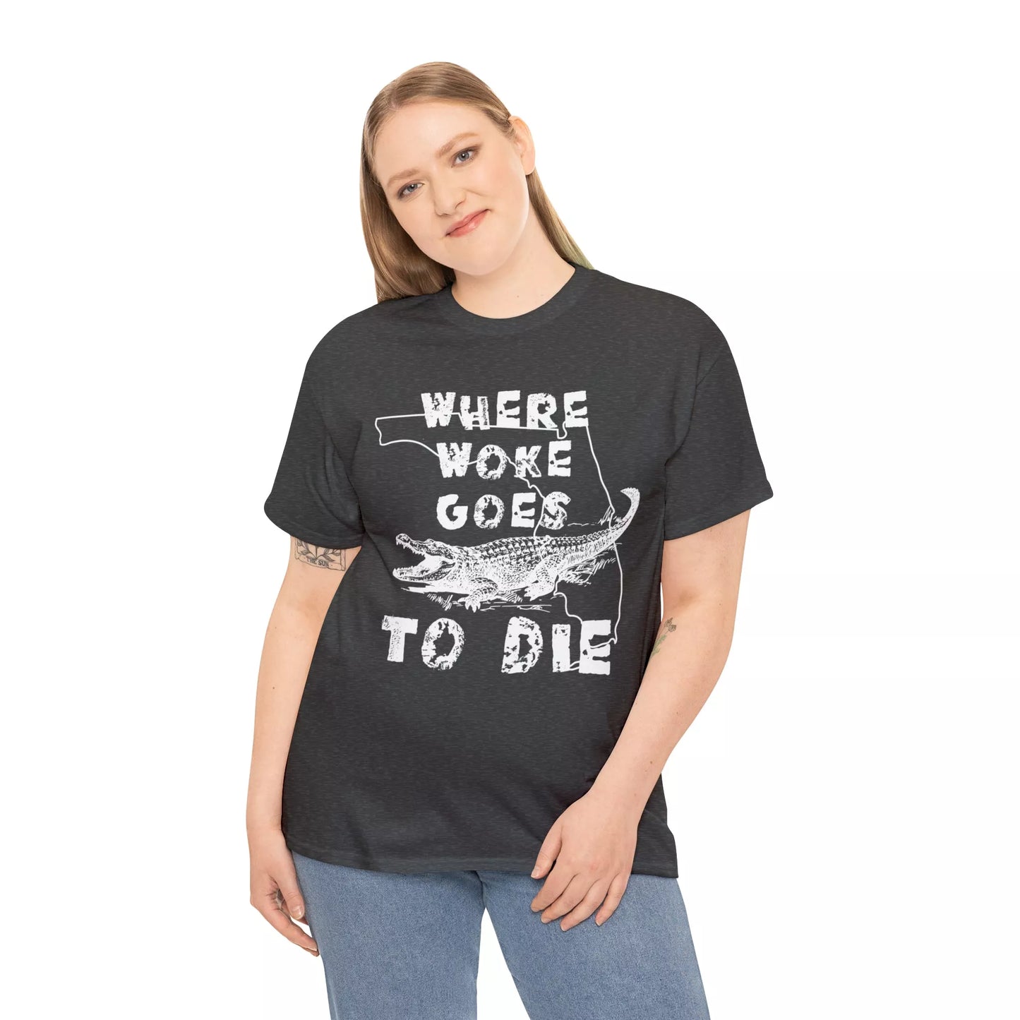 Where Woke Goes to Die Florida Alligator Unisex Heavy Cotton Tee