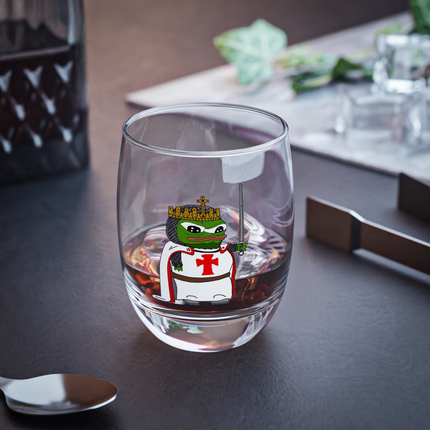 Pepe the Crusader Knight Whiskey Glass