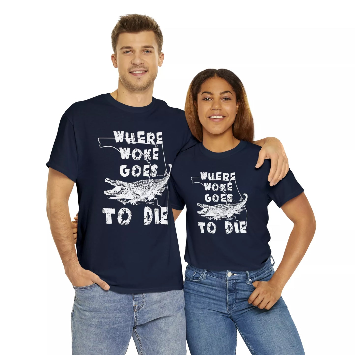 Where Woke Goes to Die Florida Alligator Unisex Heavy Cotton Tee