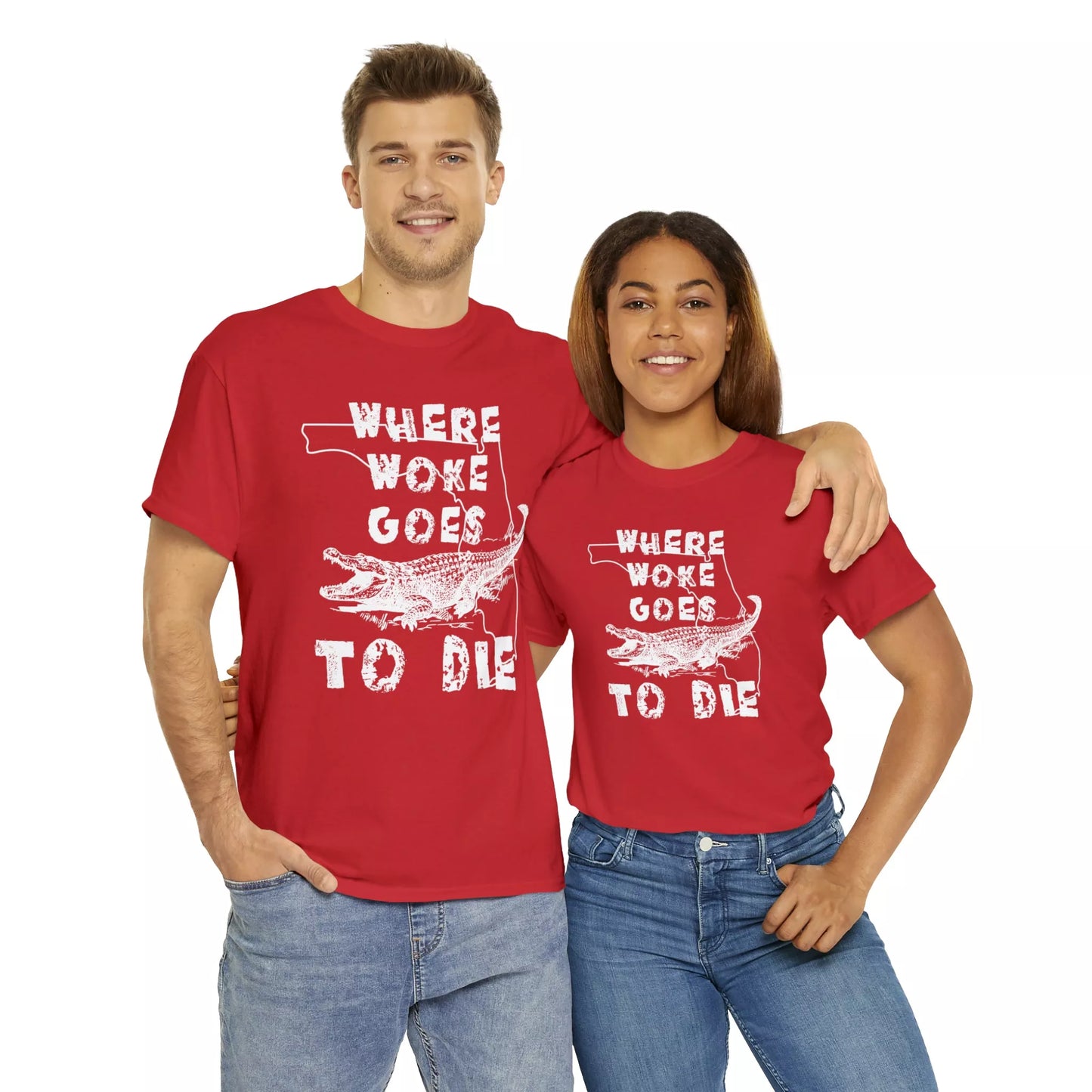 Where Woke Goes to Die Florida Alligator Unisex Heavy Cotton Tee