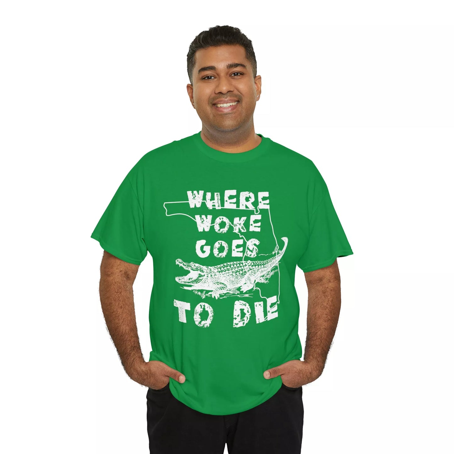 Where Woke Goes to Die Florida Alligator Unisex Heavy Cotton Tee