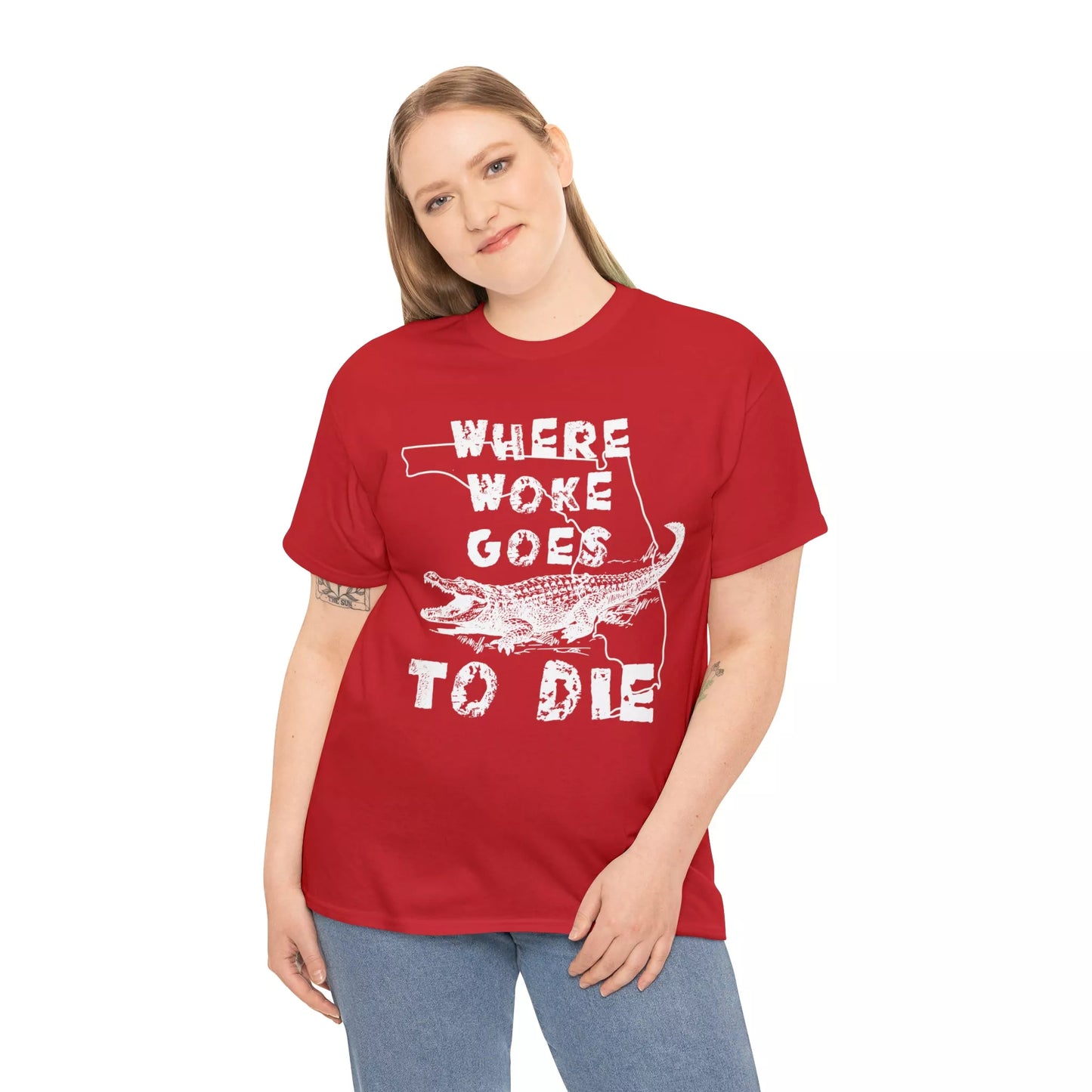 Where Woke Goes to Die Florida Alligator Unisex Heavy Cotton Tee