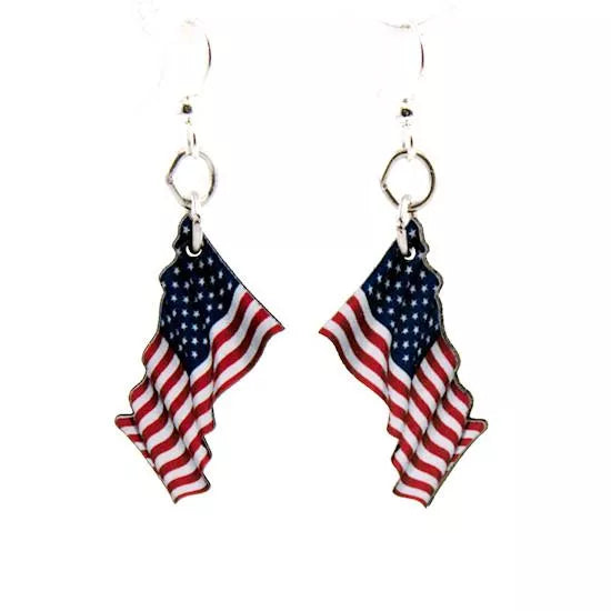 Waving American Flag Earrings #1578