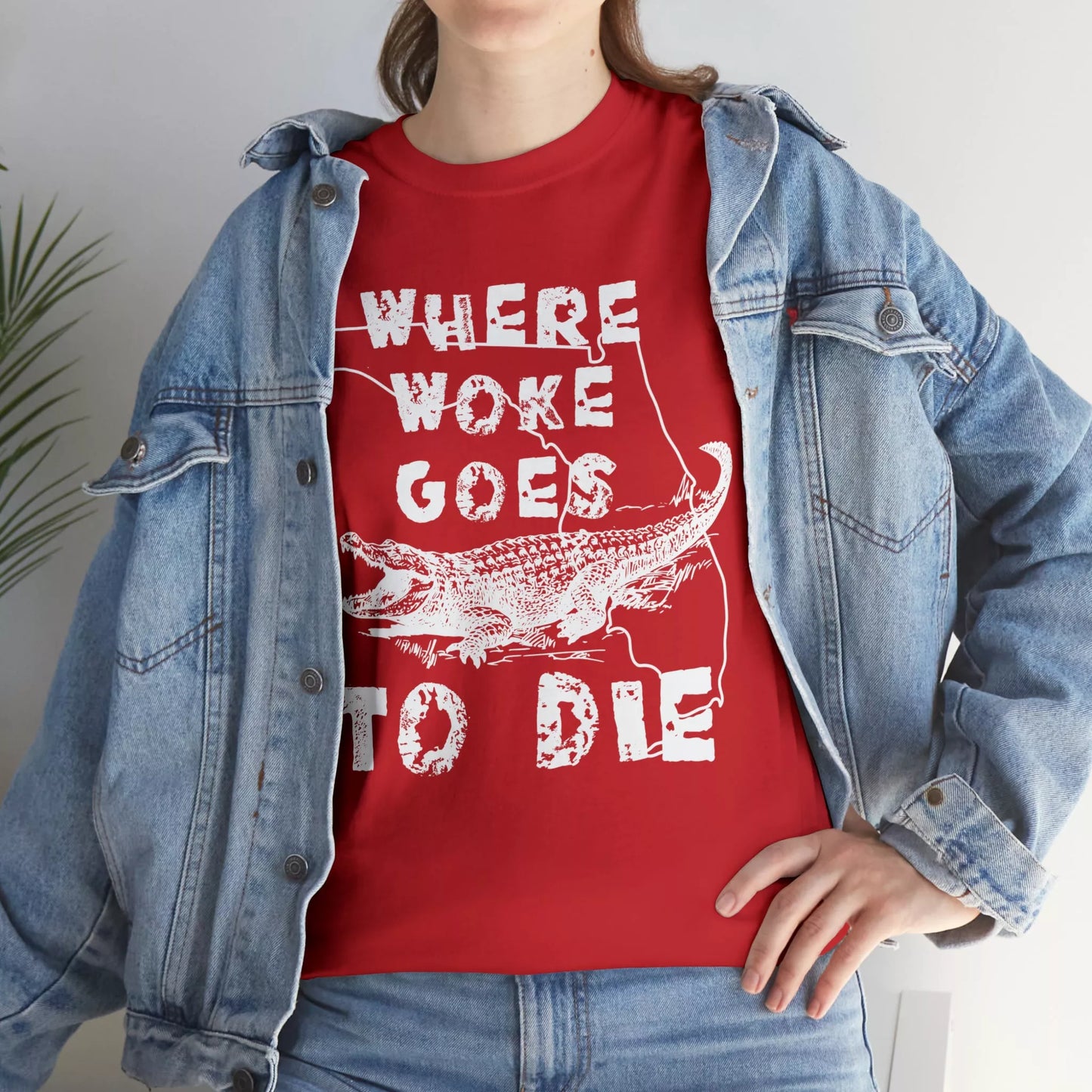 Where Woke Goes to Die Florida Alligator Unisex Heavy Cotton Tee