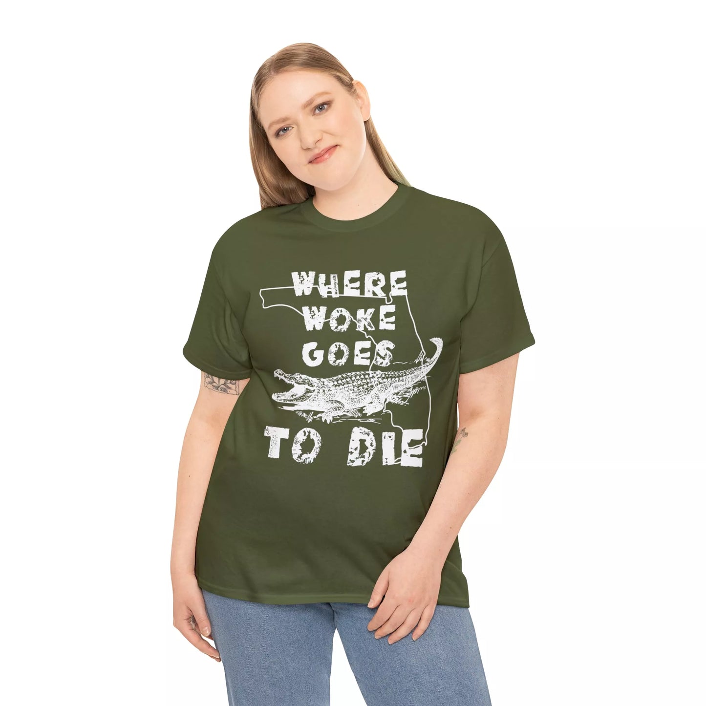 Where Woke Goes to Die Florida Alligator Unisex Heavy Cotton Tee