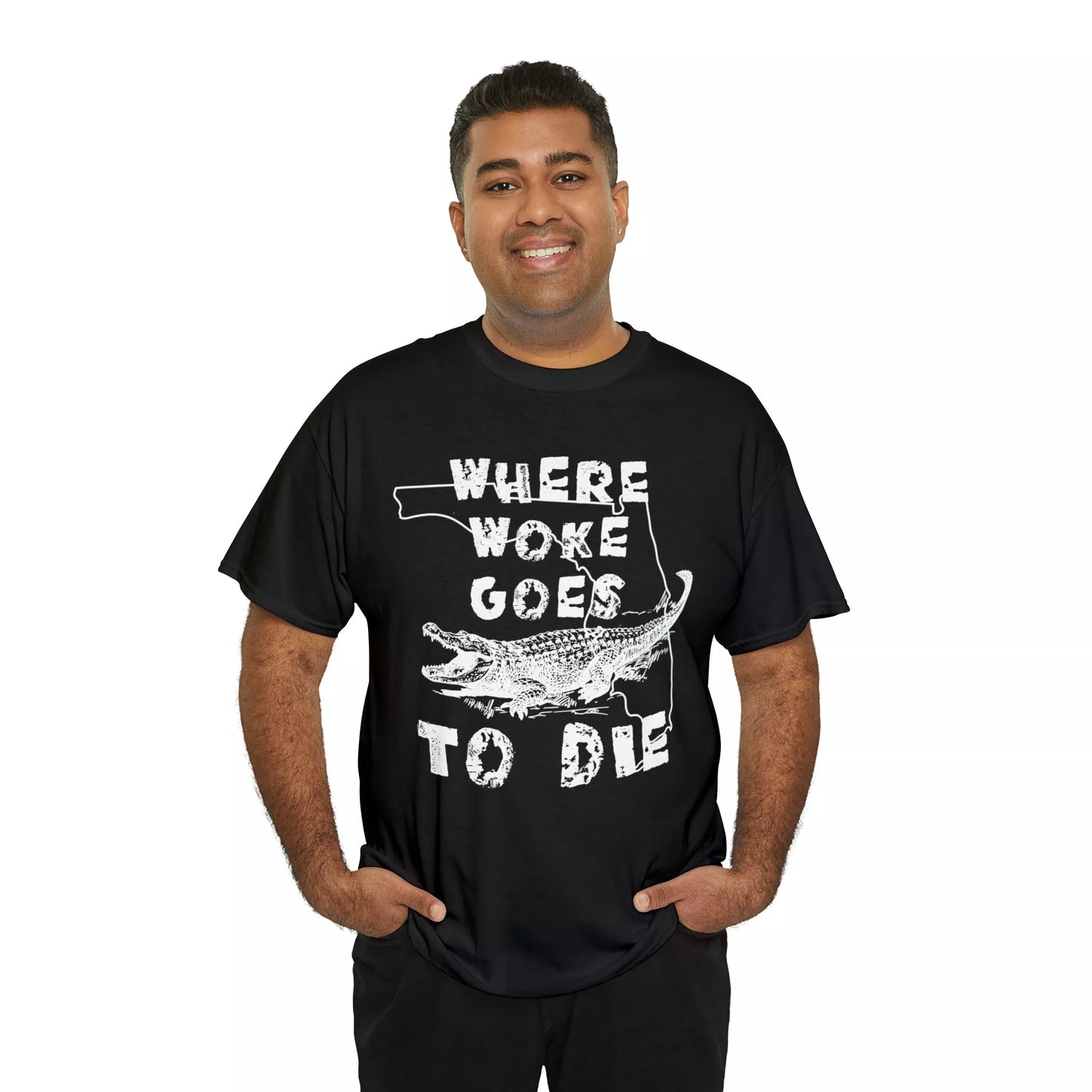 Where Woke Goes to Die Florida Alligator Unisex Heavy Cotton Tee