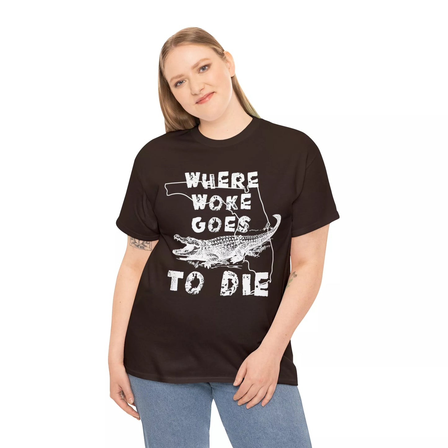 Where Woke Goes to Die Florida Alligator Unisex Heavy Cotton Tee