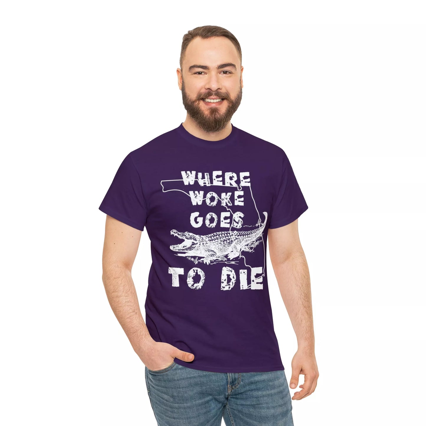 Where Woke Goes to Die Florida Alligator Unisex Heavy Cotton Tee