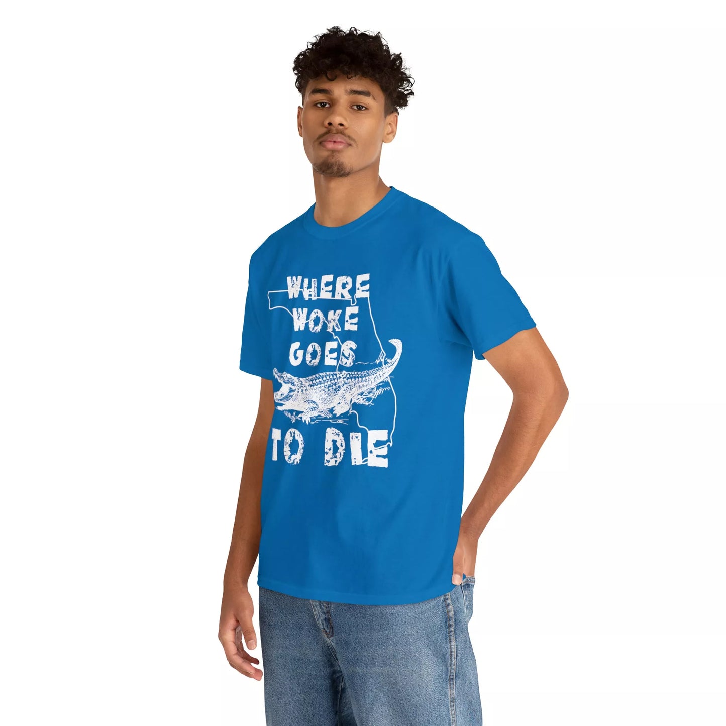 Where Woke Goes to Die Florida Alligator Unisex Heavy Cotton Tee