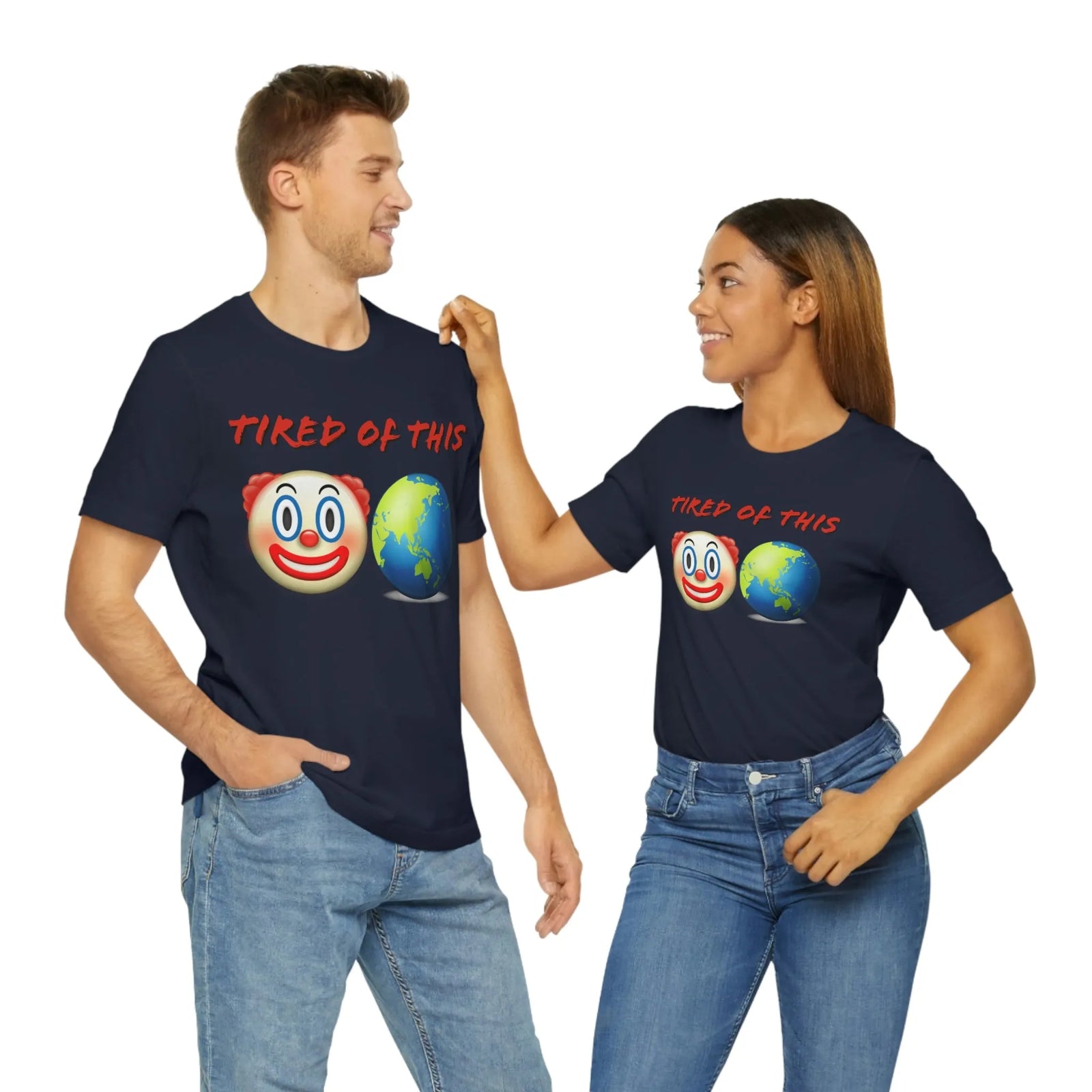 Tired Of This Clown World Emoji Unisex Jersey Short Sleeve Tee