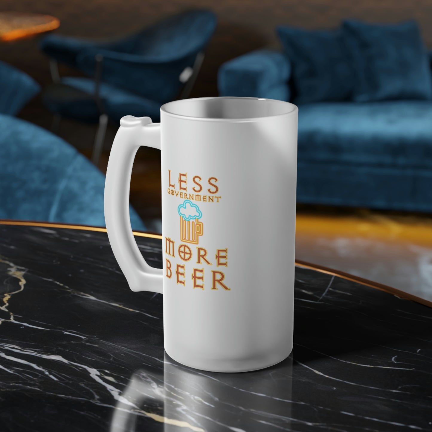 Less Government More Beer Frosted Glass Beer Mug