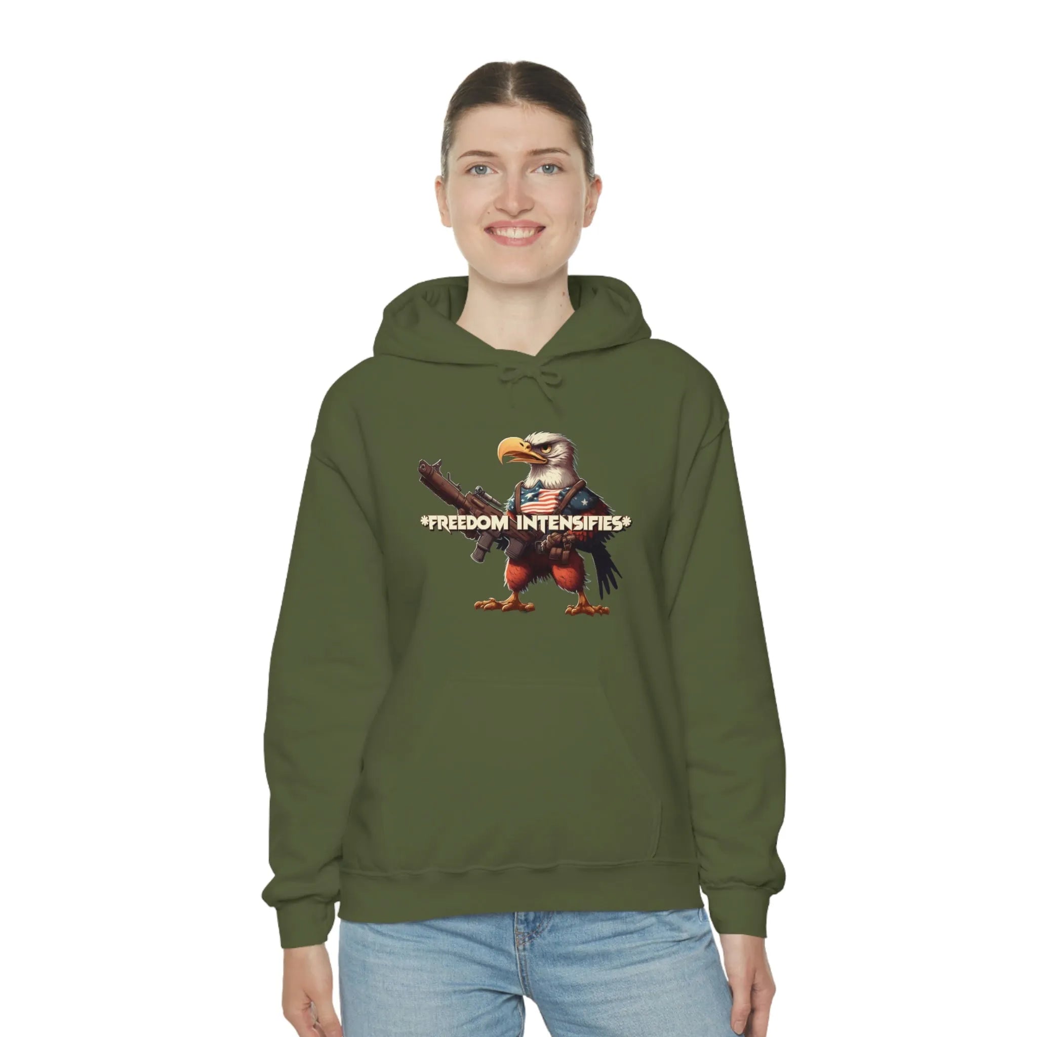 Freedom Intensifies Patriotic Eagle Unisex Heavy Blend™ Hooded Sweatshirt