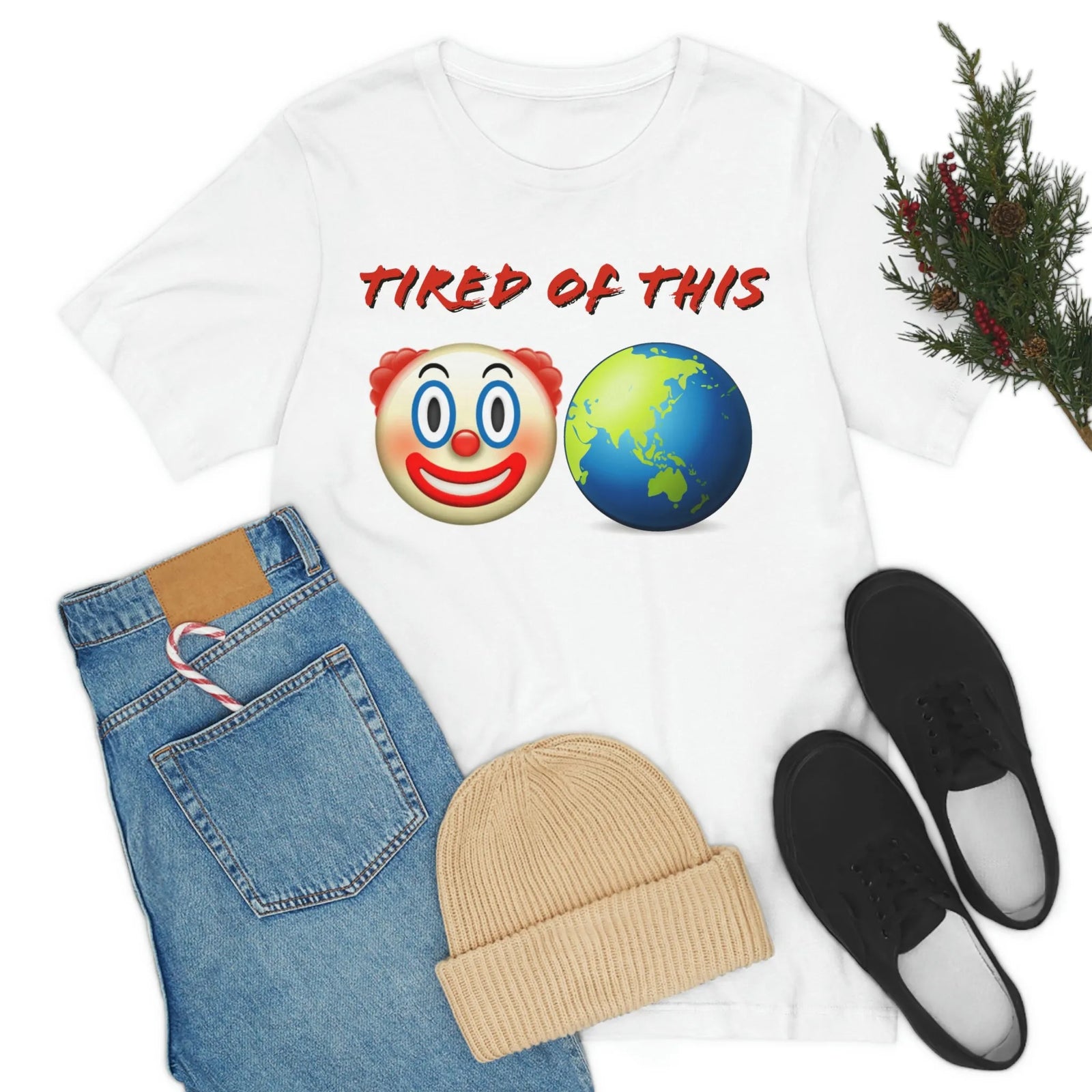 Tired Of This Clown World Emoji Unisex Jersey Short Sleeve Tee