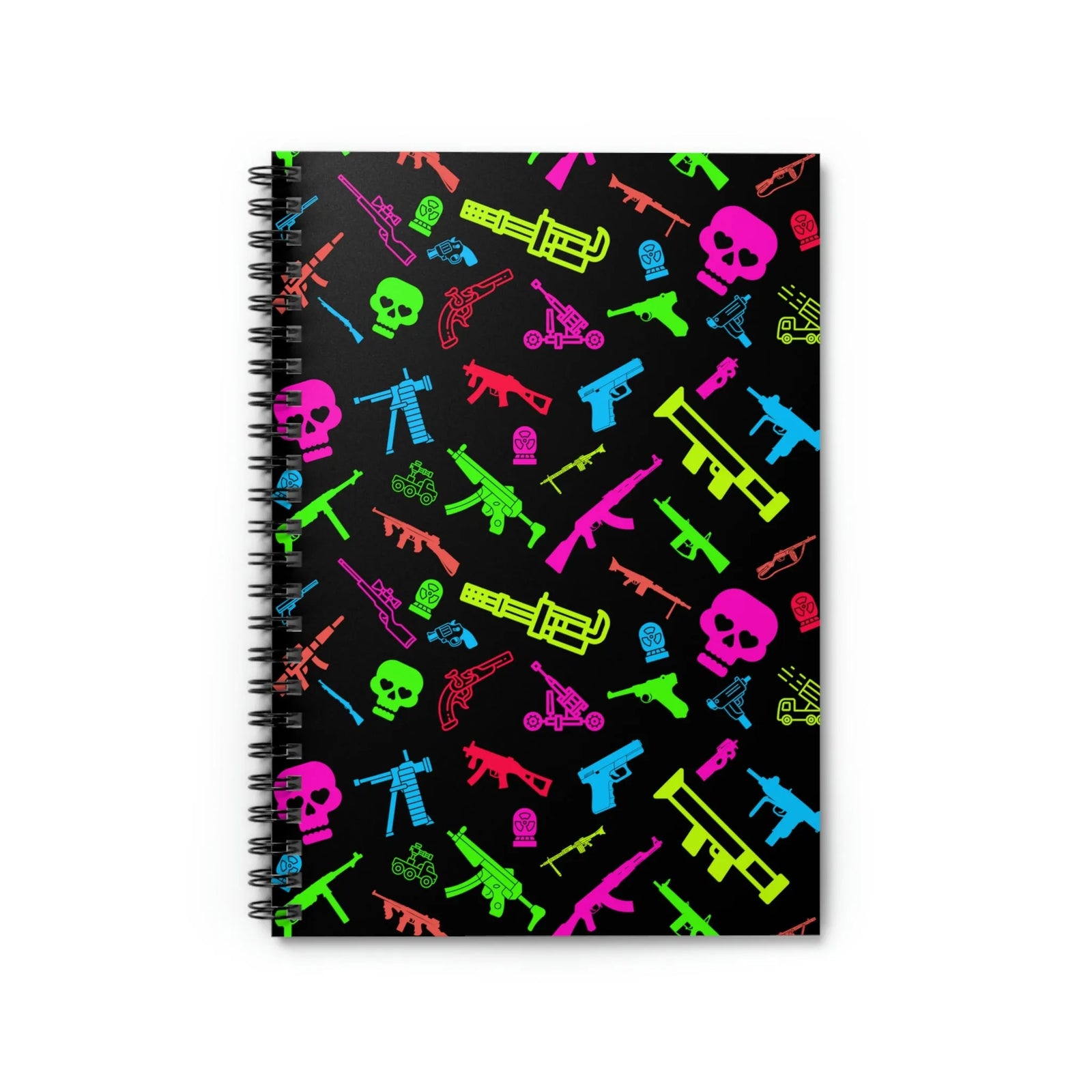 Retro Neon Firearms Spiral Notebook - Ruled Line