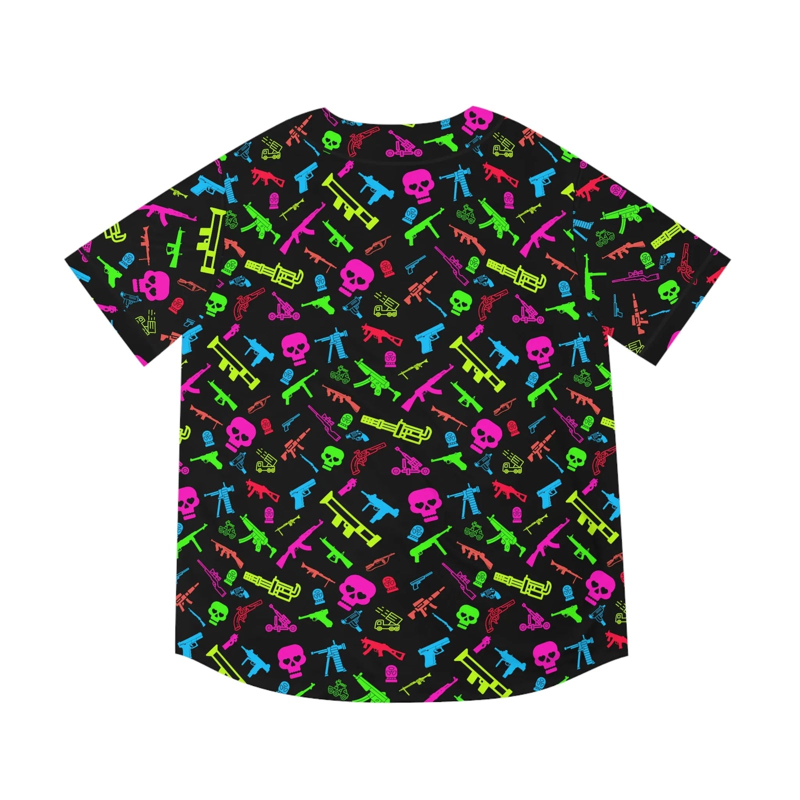 The Gun-Runnin' Shortstop: Retro Neon Firearms Baseball Jersey