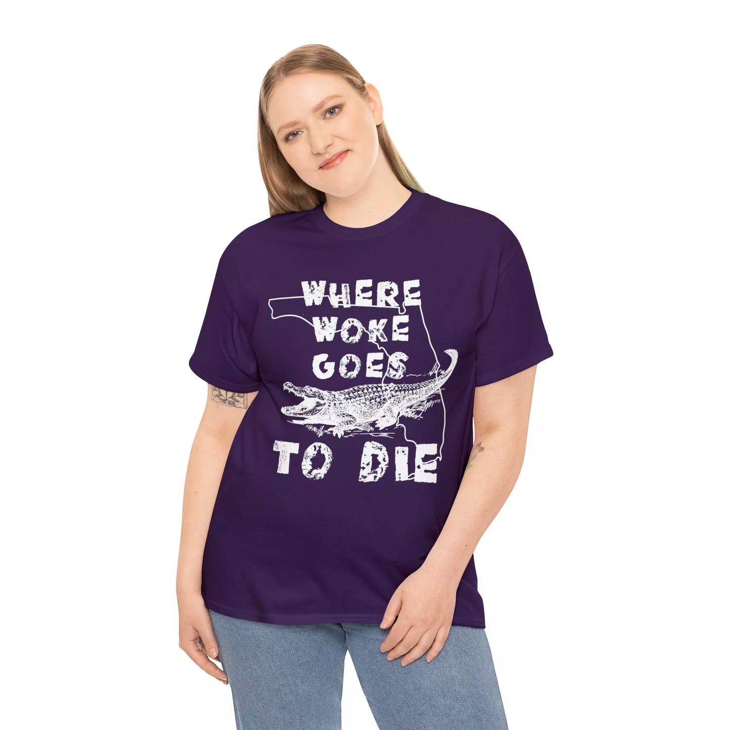 Where Woke Goes to Die Florida Alligator Unisex Heavy Cotton Tee