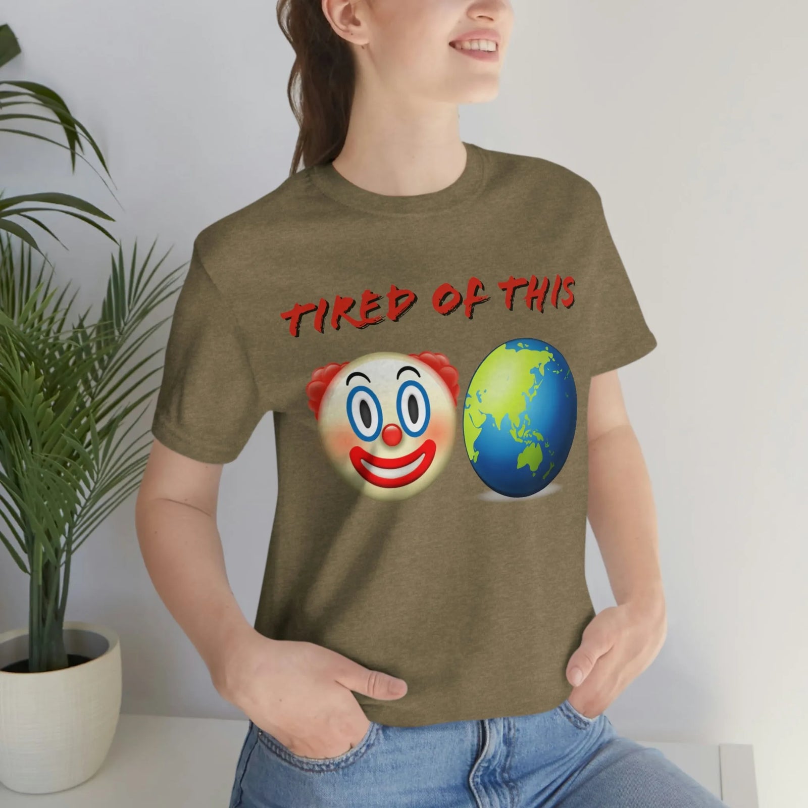 Tired Of This Clown World Emoji Unisex Jersey Short Sleeve Tee