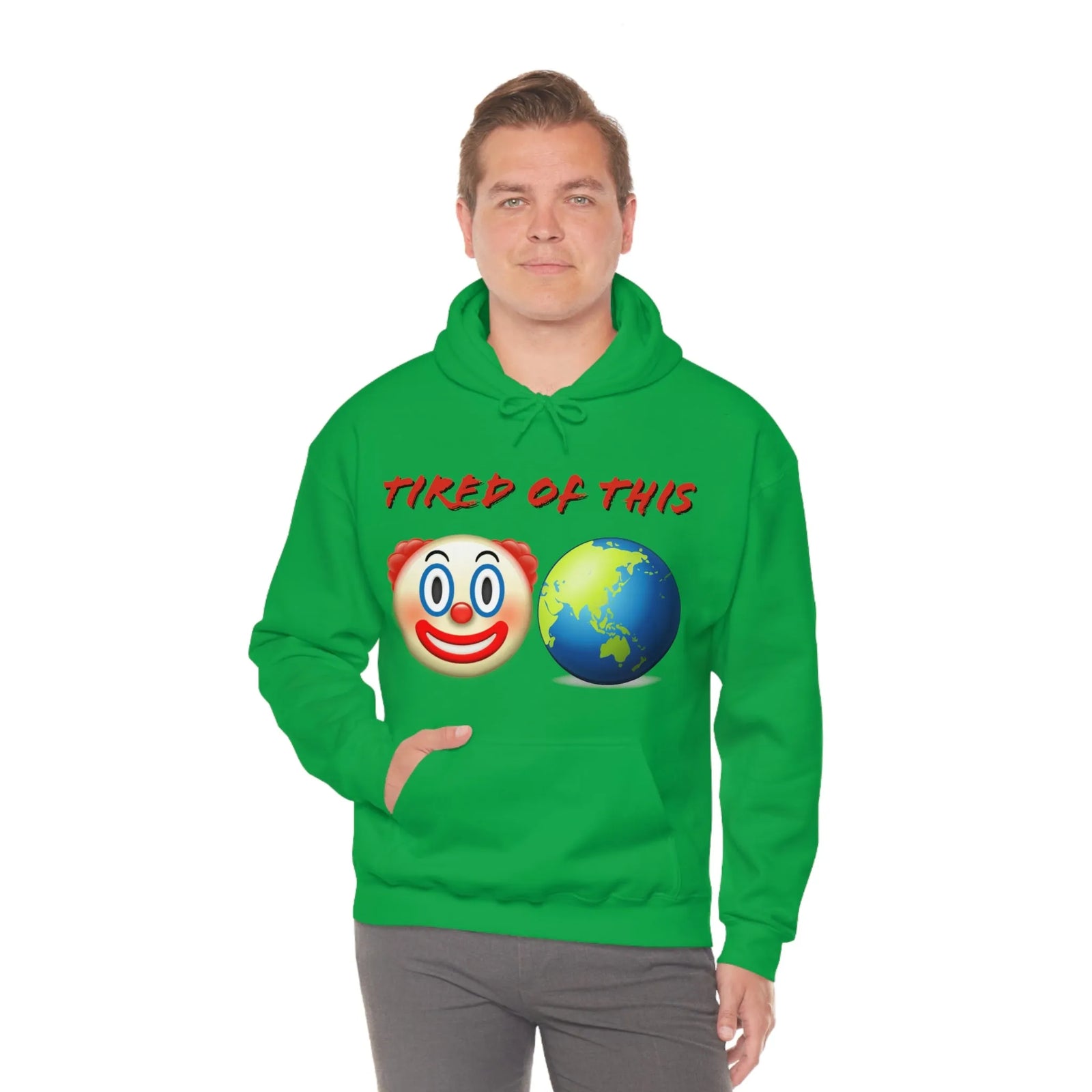 Tired Of This Clown World Emoji Unisex Heavy Blend™ Hooded Sweatshirt