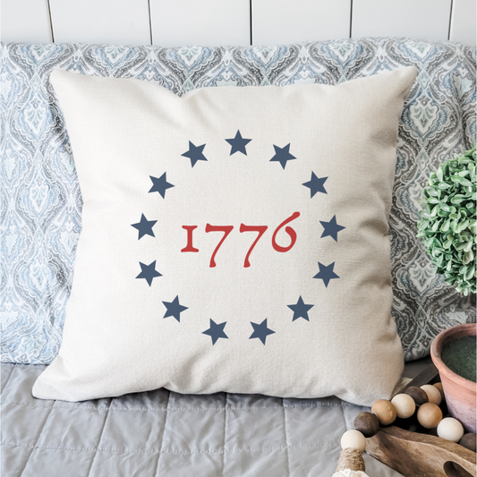 Colonial Stars 1776 Betsy Ross Patriotic Pillow Cover Couch Home Decor American