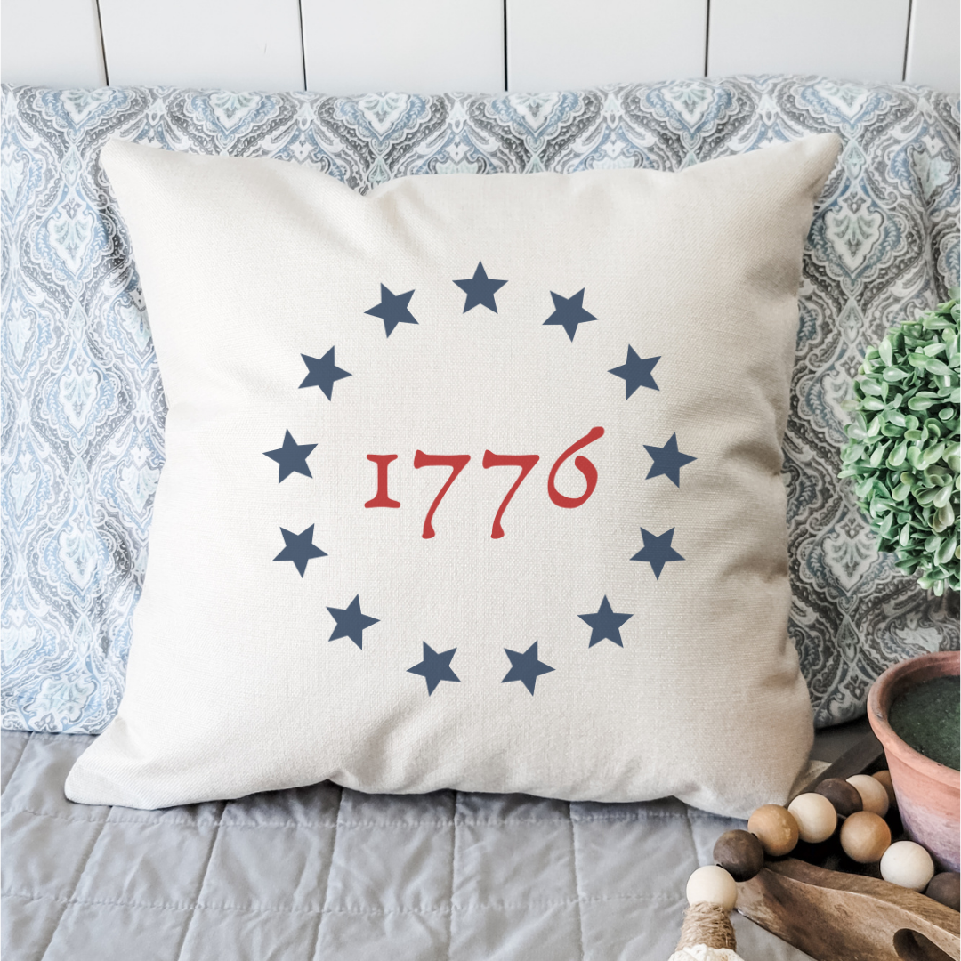 Colonial Stars 1776 Betsy Ross Patriotic Pillow Cover Couch Home Decor American