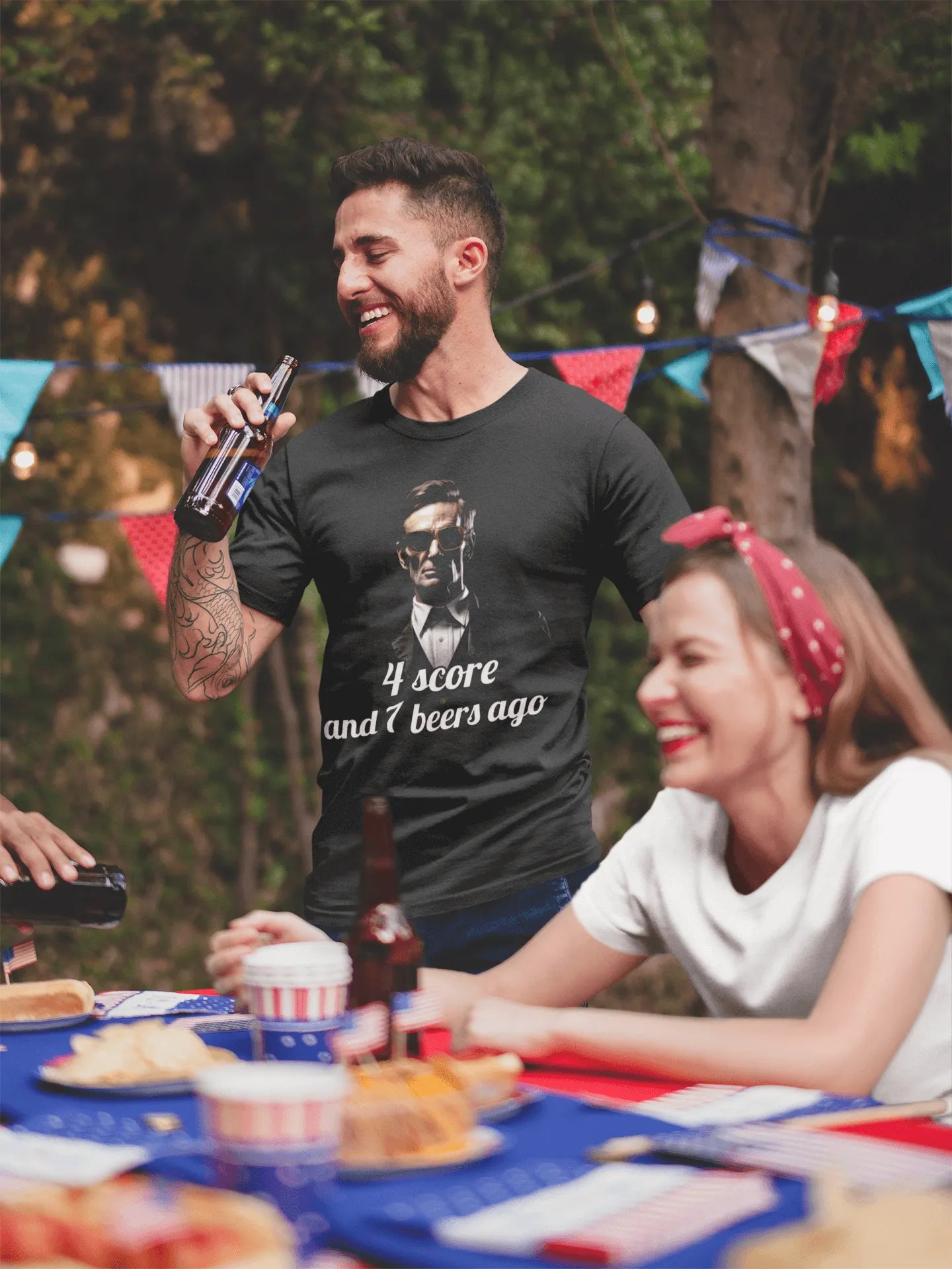 Abraham Lincoln 4 Score and 7 Beers Ago Tee