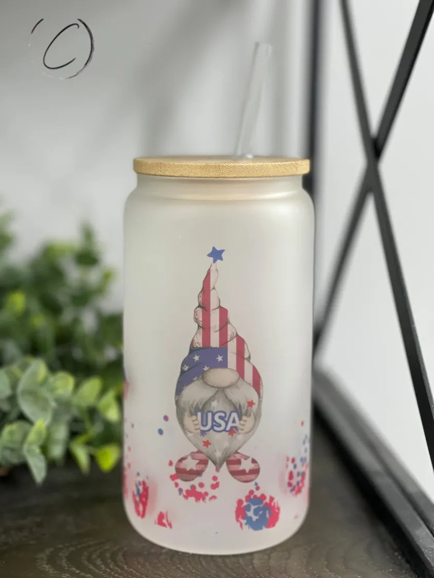 Patriotic Gnomes 16oz Libbey Glass Tumbler