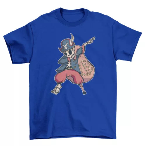 Dabbing Bitcoin Skeleton Pirate T-Shirt