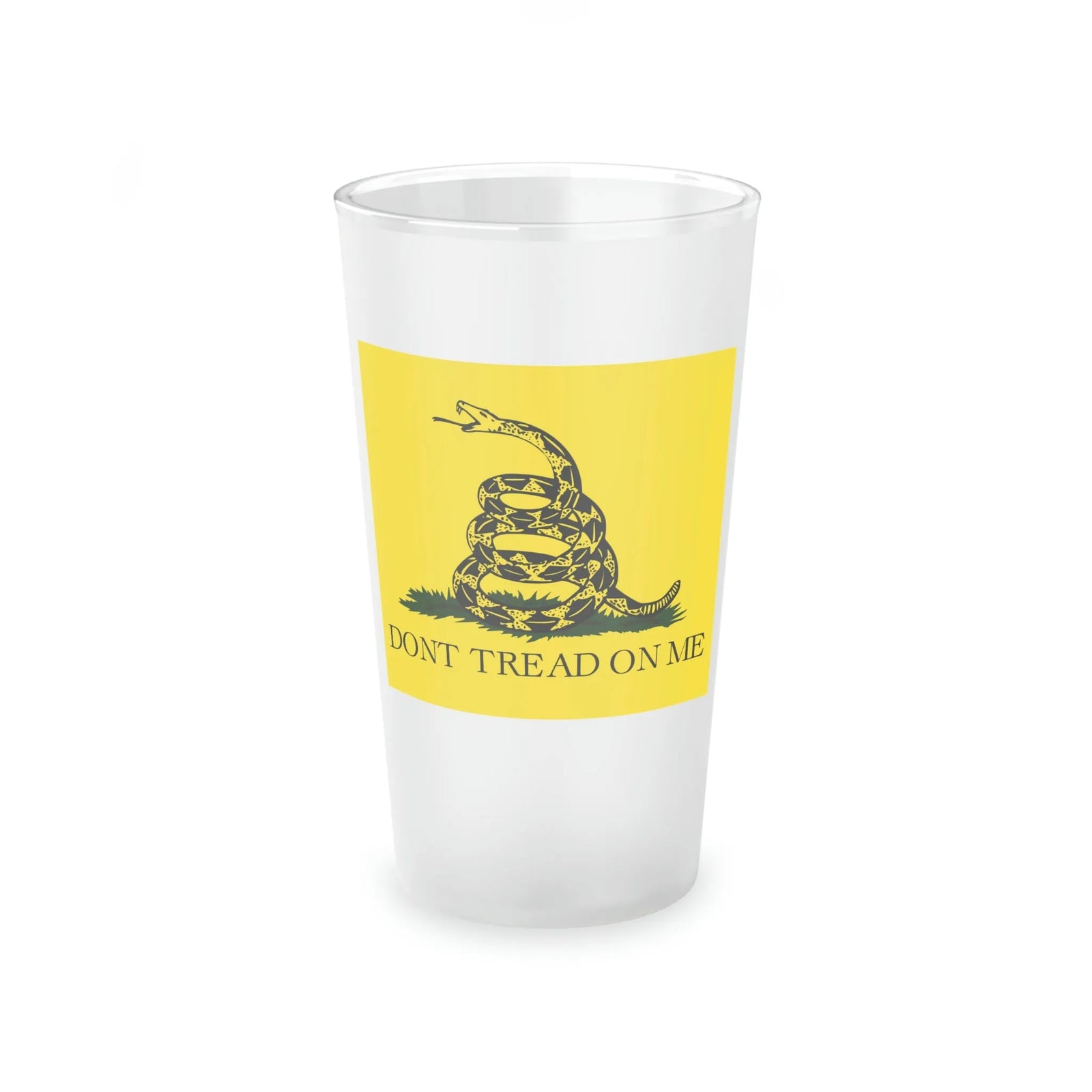 Don't Tread On Me Gadsden Frosted Pint Glass, 16oz