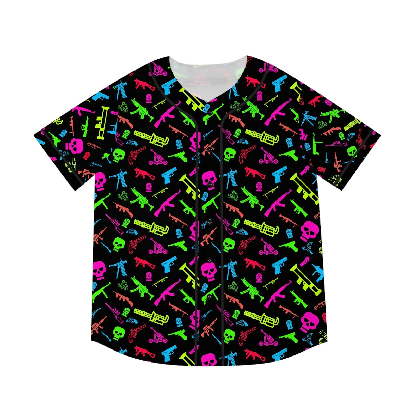 The Gun-Runnin' Shortstop: Retro Neon Firearms Baseball Jersey