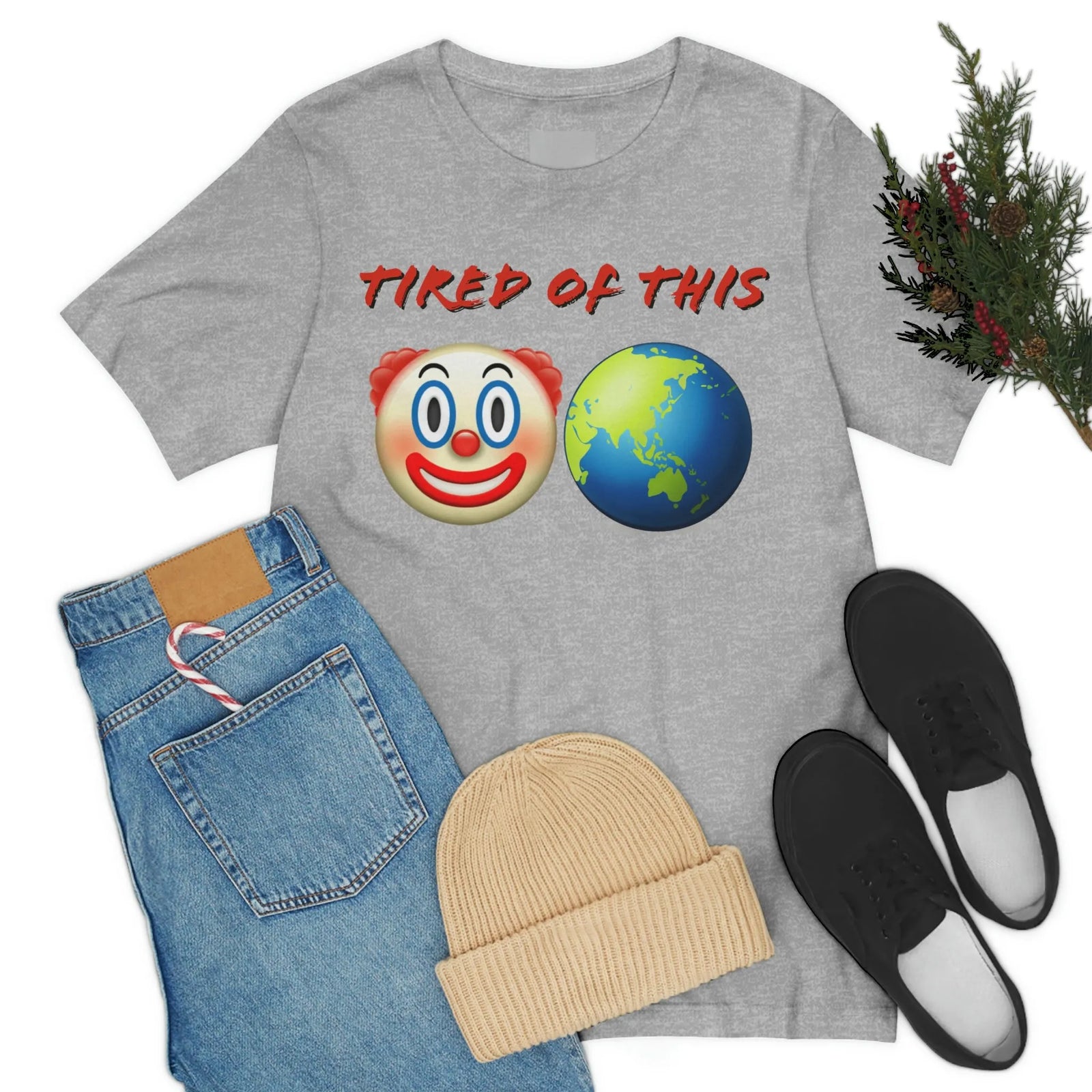 Tired Of This Clown World Emoji Unisex Jersey Short Sleeve Tee