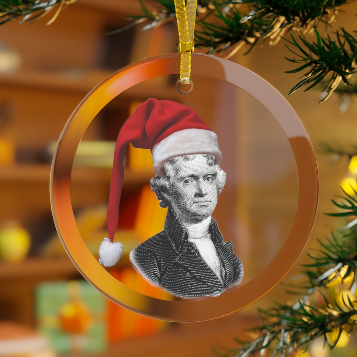 Thomas Jefferson Glass Ornament