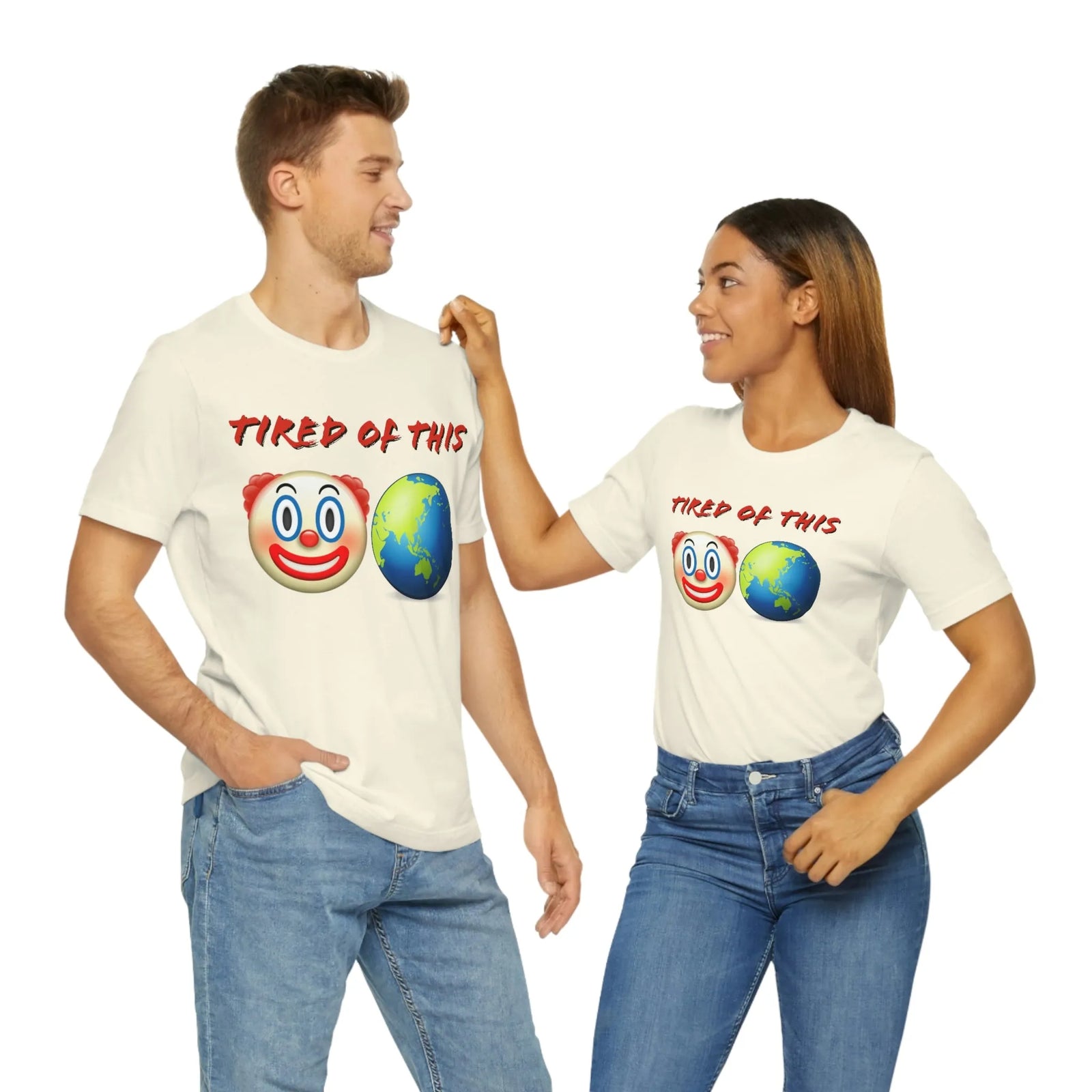 Tired Of This Clown World Emoji Unisex Jersey Short Sleeve Tee