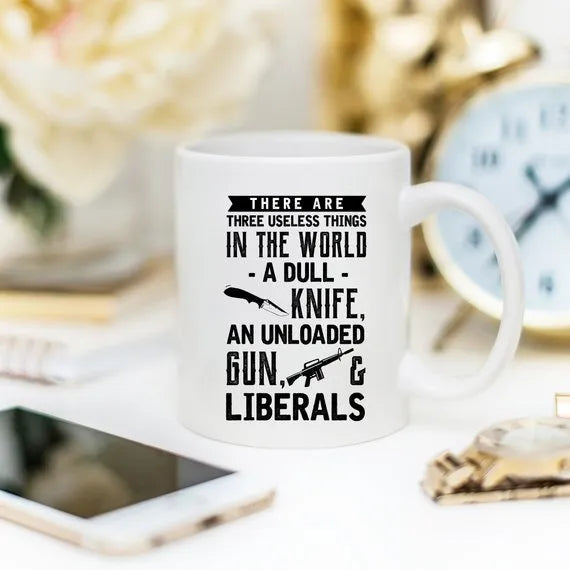 Knives, Guns, and Liberals Coffee Mug