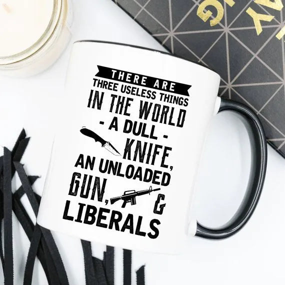 Knives, Guns, and Liberals Coffee Mug